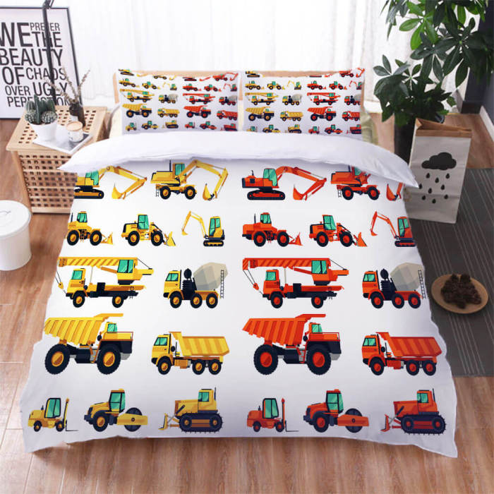 Cartoon Truck Bedding Set Quilt Duvet Cover Kids Bed Sheet Sets