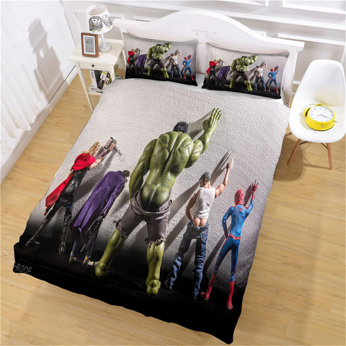 Marvel Avengers Bedding Set Quilt Cosplay Duvet Cover Bed Sheet Sets