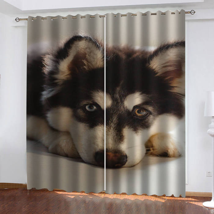 Animal Dog Curtains Blackout Window Drapes
