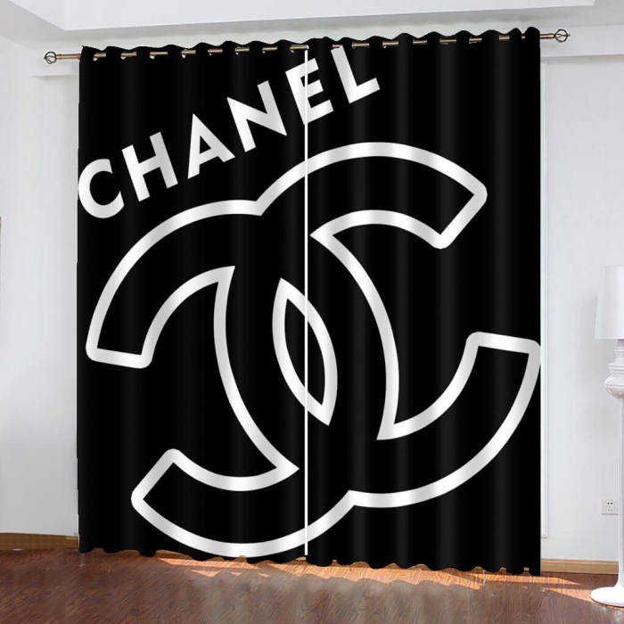 Chanel Pattern Curtains Blackout Window Treatments Drapes For Room Decor