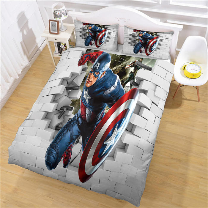 Captain America Bedding Set Quilt Cosplay Duvet Cover Bed Sheet Sets