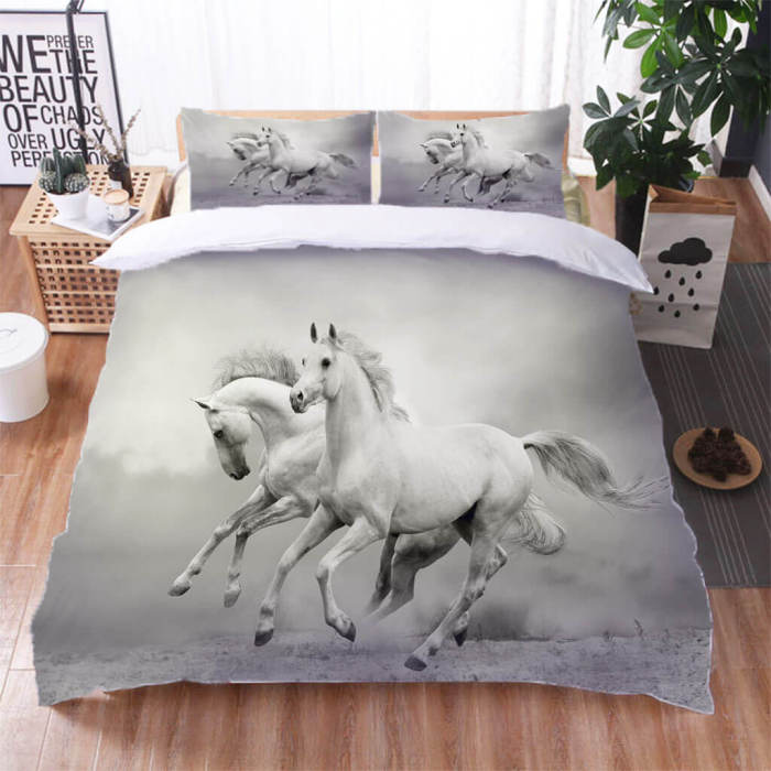 Horse Pattern Bedding Set Quilt Duvet Cover Bed Sheet Sets