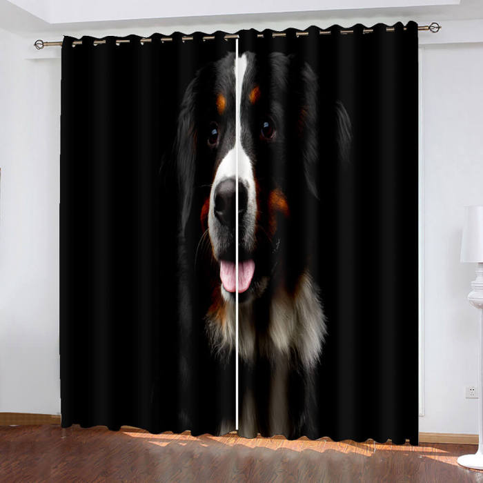 Cute Dogs Curtains Blackout Window Treatments Drapes For Room Decoration