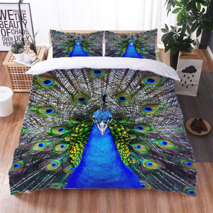 Peacock Pattern Bedding Set Quilt Duvet Cover Bed Sheet Sets