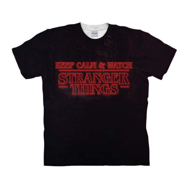 Stranger Things Black Print T-Shirt