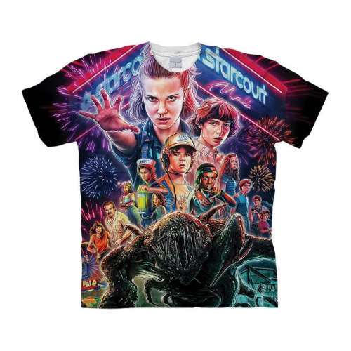 Stranger Things Blue Full Print T-Shirt