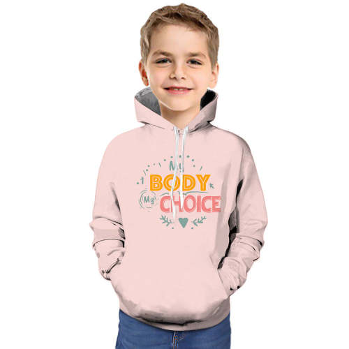 My Body My Choice Baby Pink Hoodie For Kids