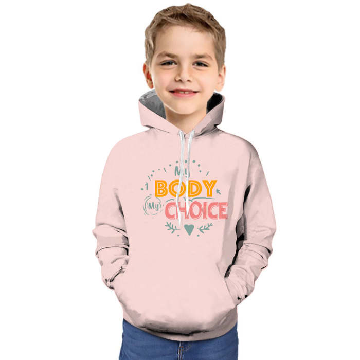 My Body My Choice Baby Pink Hoodie For Kids