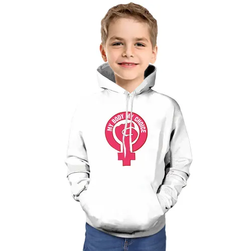 My Body My Choice White Hoodie For Kids