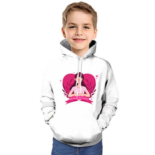 My Body My Choice Heart Print Hoodie For Kids