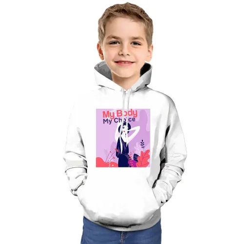 My Body My Choice Girl Print Hoodie For Kids