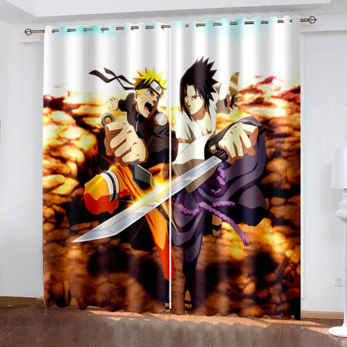 Uzumaki Naruto Uchiha Sasuke Curtains Blackout Window Drapes