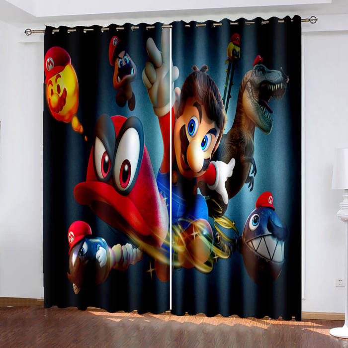 Super Mario Curtains Cosplay Blackout Window Drapes
