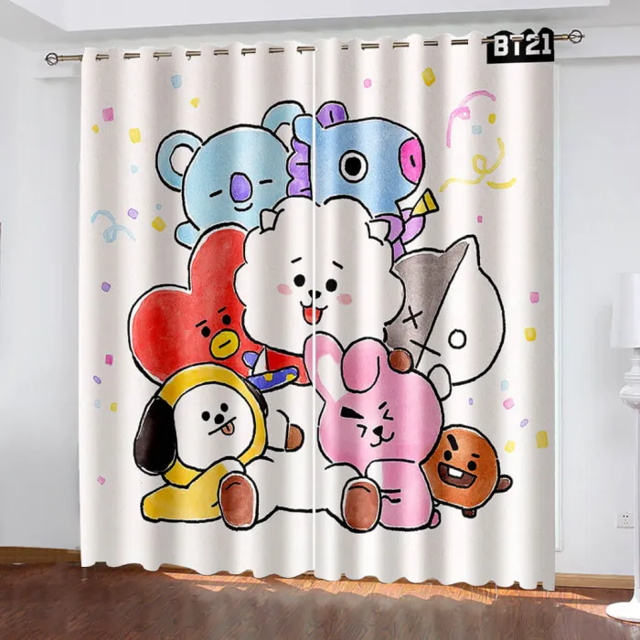 Bt21 Cartoon Pattern Curtains Blackout Window Drapes