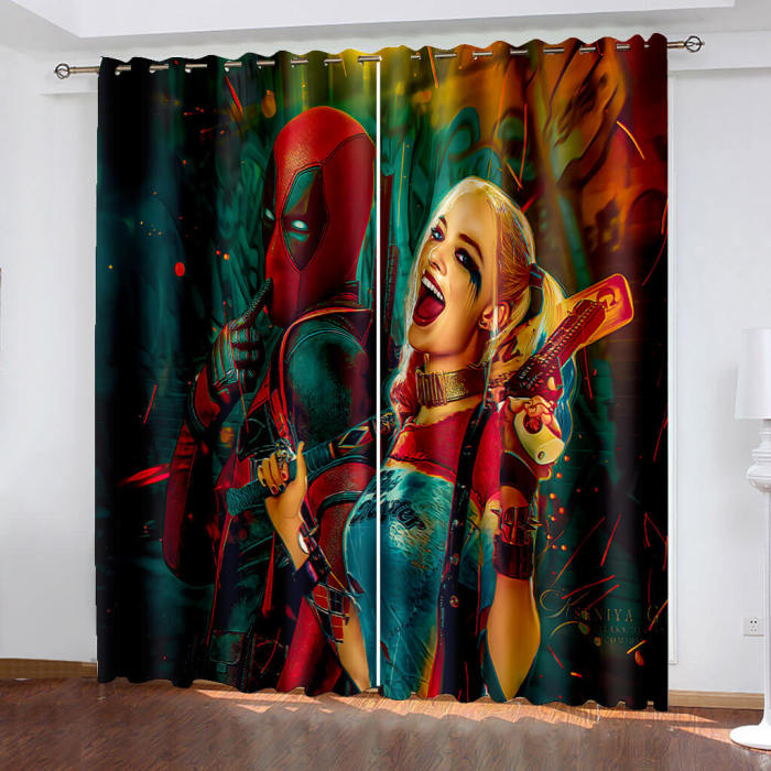 Deadpool Curtains  Pattern Blackout Window Drapes