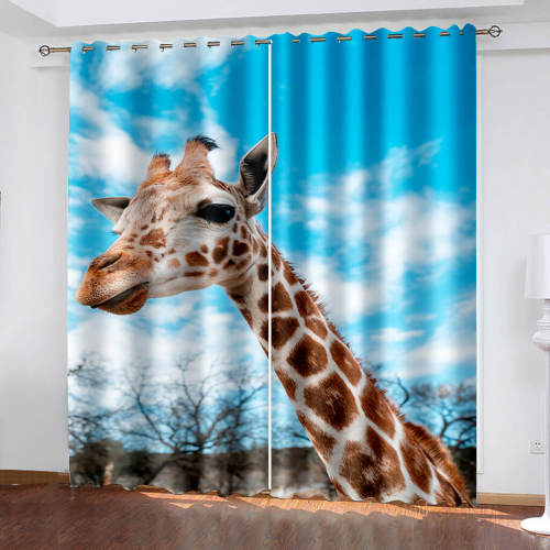 Giraffe Curtains Pattern Blackout Window Drapes