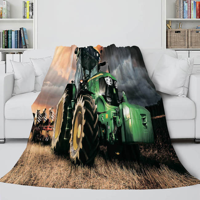 Farming Tractor Blanket Flannel Fleece Throw Room Decoration