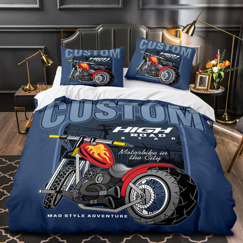 Motorcycle Pattern Bedding Set Quilt Cover Without Filler