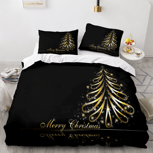 Merry Christmas Pattern Bedding Set Quilt Cover Without Filler