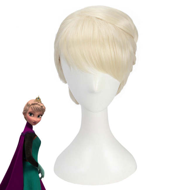 Frozen Elsa Snow Queen Outfit  Coronation Golden White Cosplay Wig