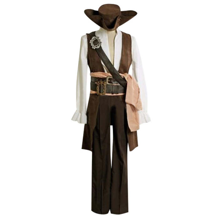 Pirates Of The Caribbean Captain Jack Sparrow Halloween Cosplay Costume - C Edition