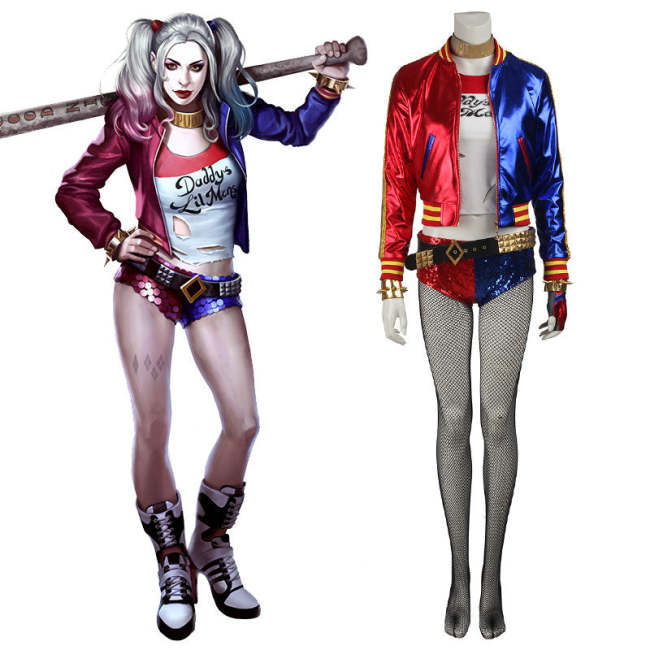 Dc Detective Comics Batman Suicide Squad Task Force X Harley Quinn  Movie Cosplay Costume - Deluxe Version