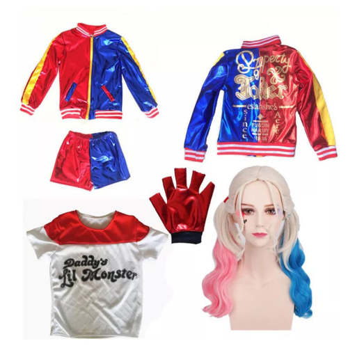 Kids Size Dc Suicide Squad Harley Quinn Cosplay Costume