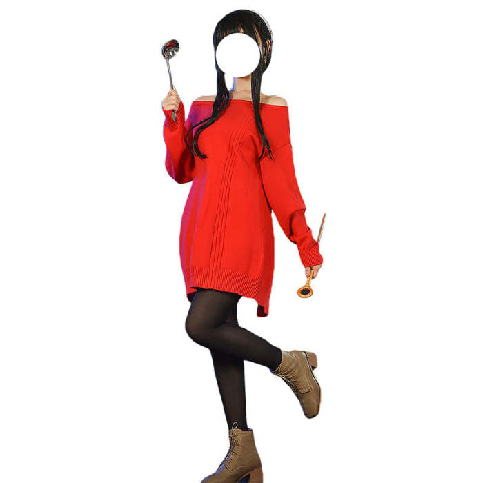 Spy×Family Yor Forger Famliy Red Sweater Cosplay Costume