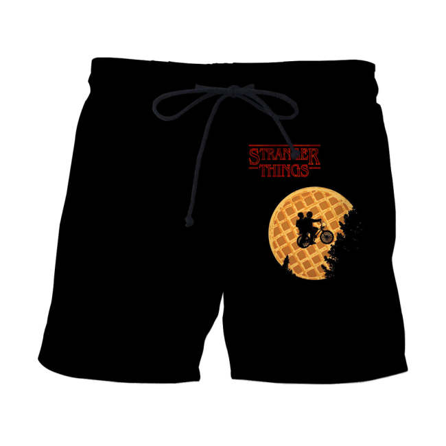 Stranger Things Black Beach Shorts