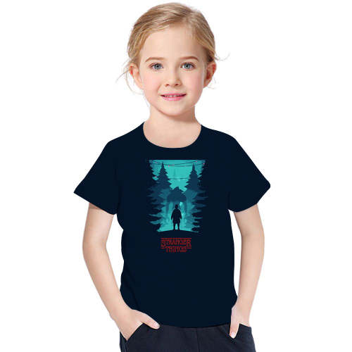 Stranger Things Printed Blue Kids T-Shirt