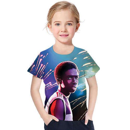 Multi-Color Stranger Things Printed T-Shirt For Kids