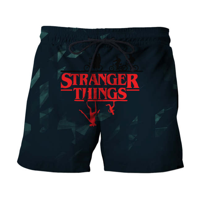 Stranger Things Black Beach Shorts For Men