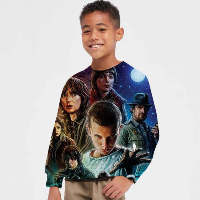 Stranger Things Multiple Characters Printed Sweatshirt For Kids