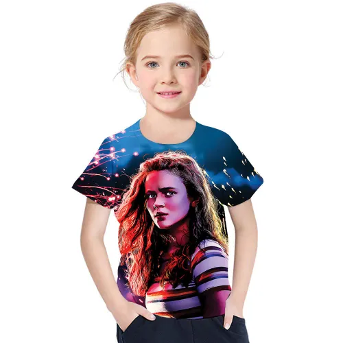 Stranger Things Printed Dark Blue Kids T-Shirt