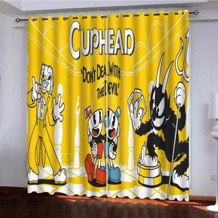 The Cuphead Show Curtains Pattern Blackout Window Drapes