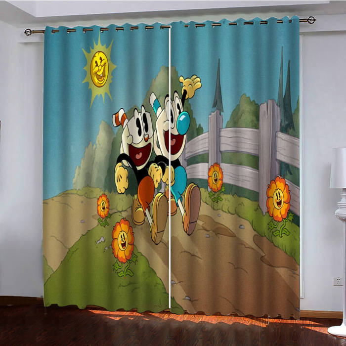 The Cuphead Show Curtains Pattern Blackout Window Drapes