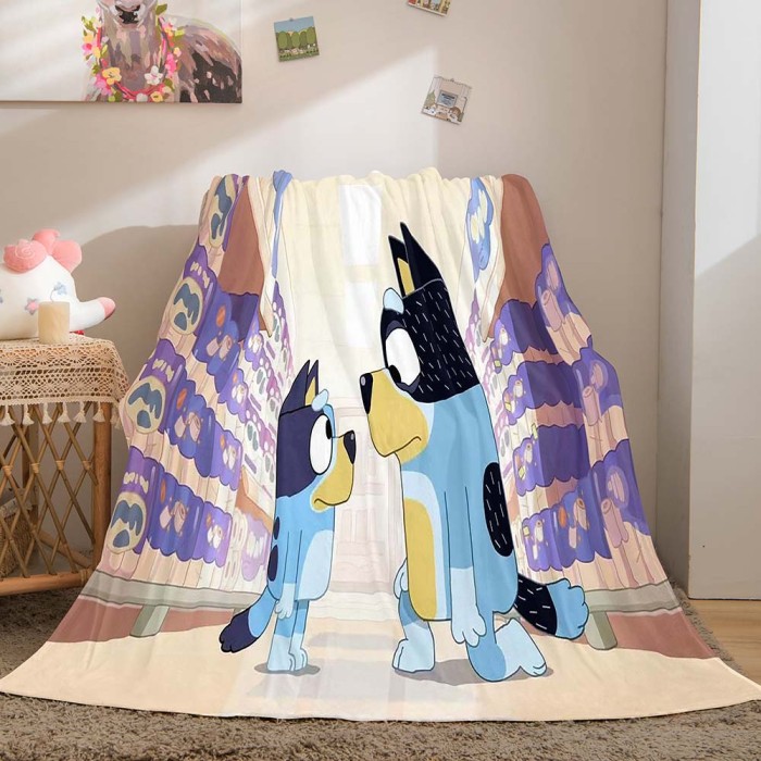 Bluey Pattern Blanket Flannel Throw Room Decoration