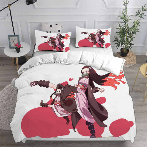 Demon Slayer Nezuko Bedding Set Quilt Cover Without Filler