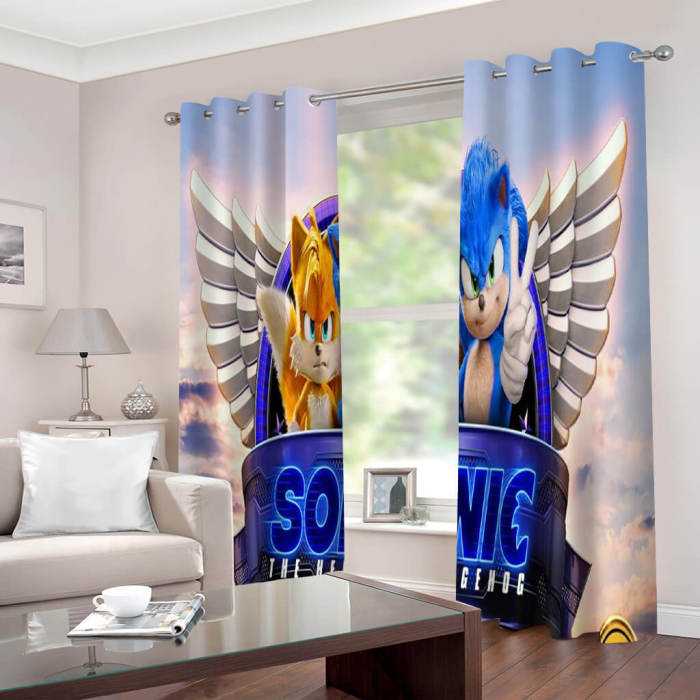 Sonic The Hedgehog 2 Curtains 2 Panels Cosplay Blackout Window Drapes