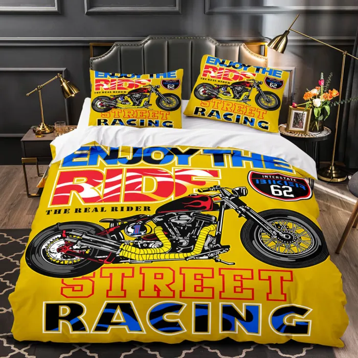 Motorcycle Pattern Bedding Set Quilt Cover Without Filler