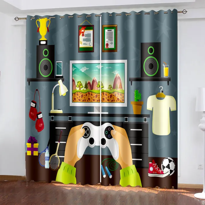 Gamepad Curtains Joystick Blackout Window Treatments Drapes For Room Decor