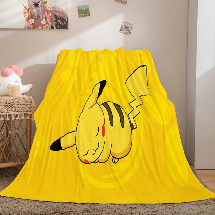 Cartoon Pikachu Blanket Flannel Throw Room Decoration
