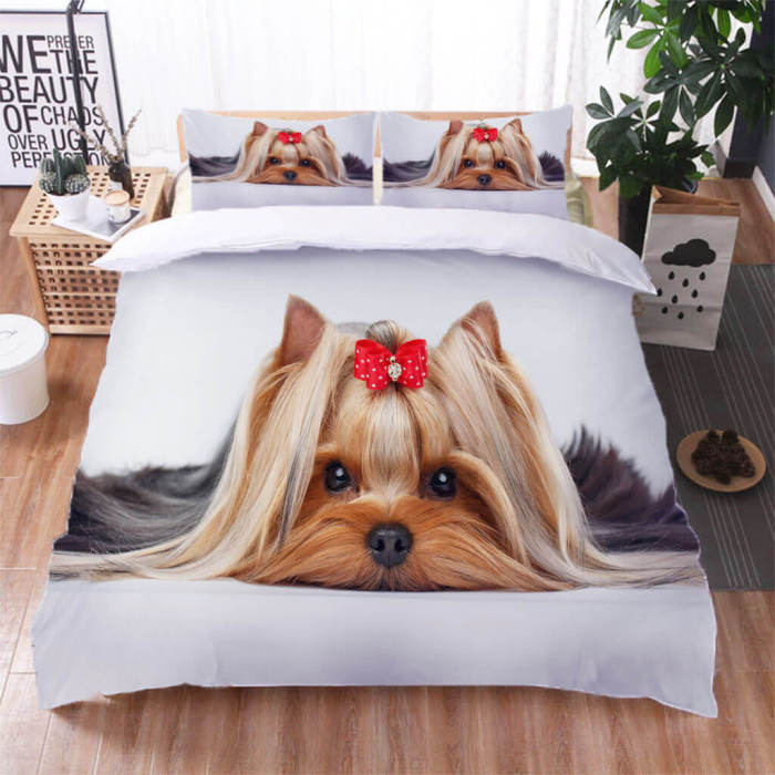 Cute Pet Dog Puppy Bedding Set Quilt Duvet Cover Bed Sheet Sets