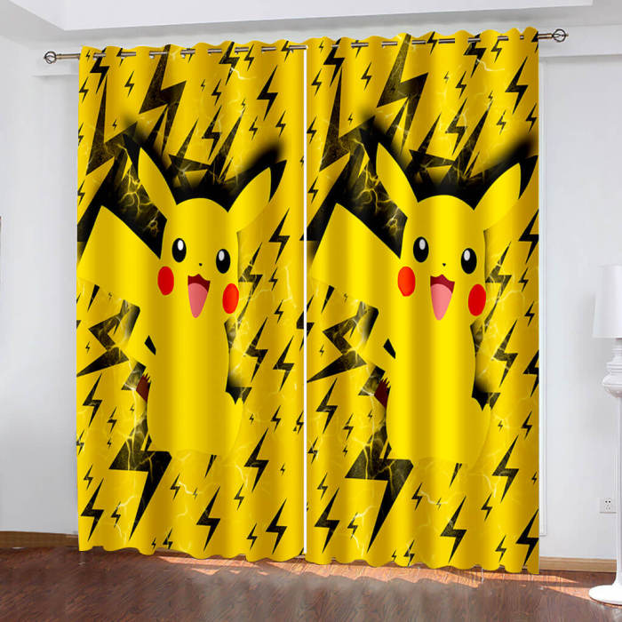 Pikachu Curtains Blackout Window Drapes