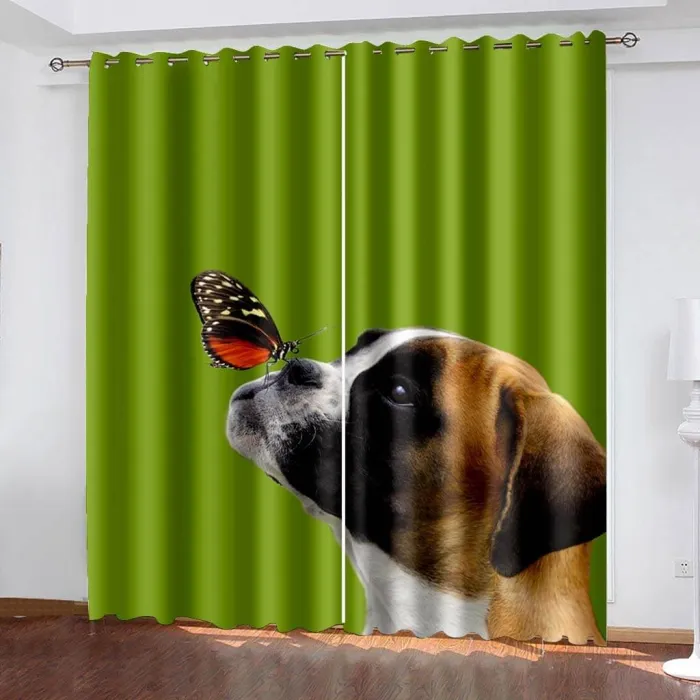 Pet Dogs Curtains Blackout Window Treatments Drapes For Room Decoration