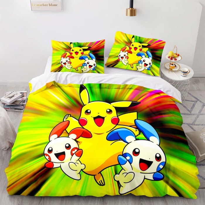Cartoon Pikachu Pattern Bedding Sets Quilt Cover Without Filler
