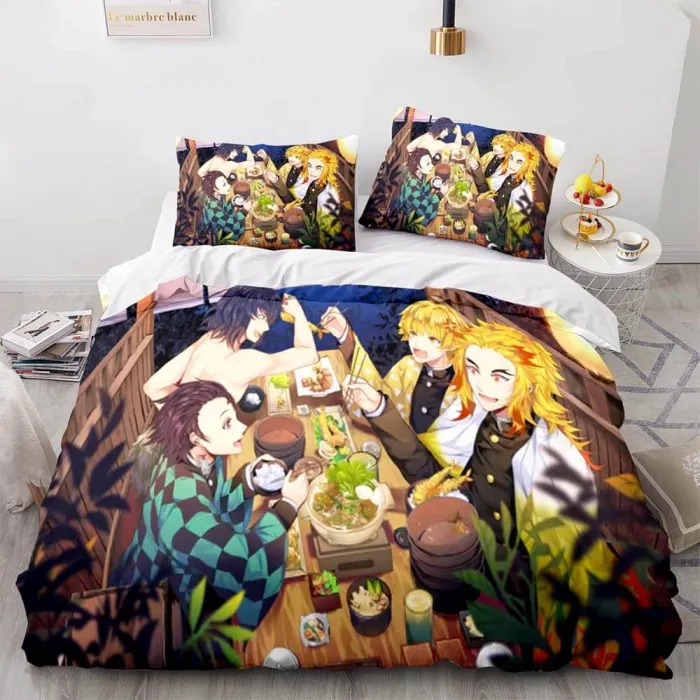 Demon Slayer Bedding Set Cosplay Duvet Cover Bed Sheets Sets