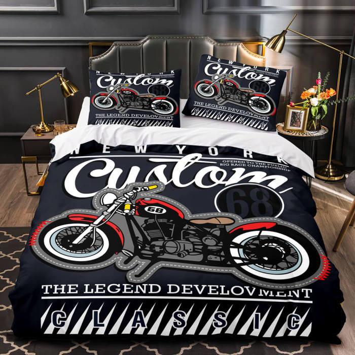 Motorcycles Pattern Bedding Set Quilt Cover Without Filler