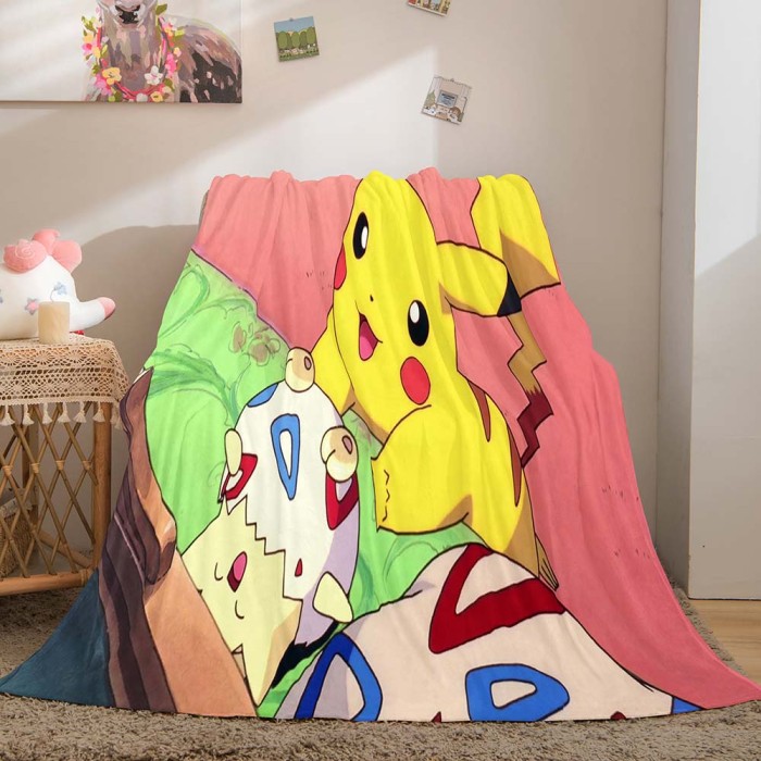 Cartoon Pikachu Blanket Flannel Throw Room Decoration