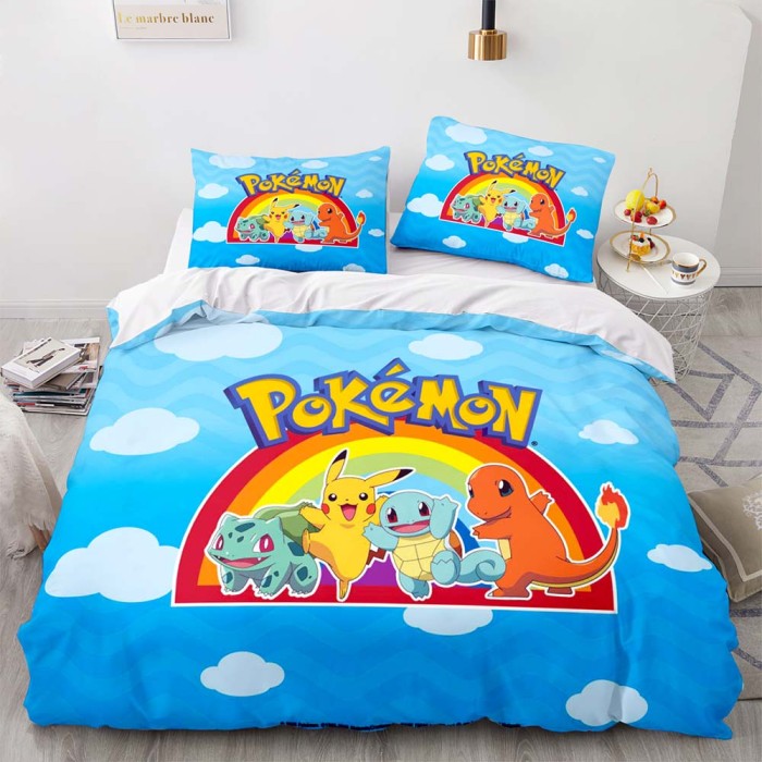 Cartoon Pikachu Pattern Bedding Sets Quilt Cover Without Filler